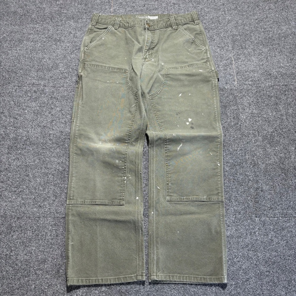 Carhartt Rugged Flex Relaxed Fit Double Knee Utility Pants Green 34x30 BN3334-M